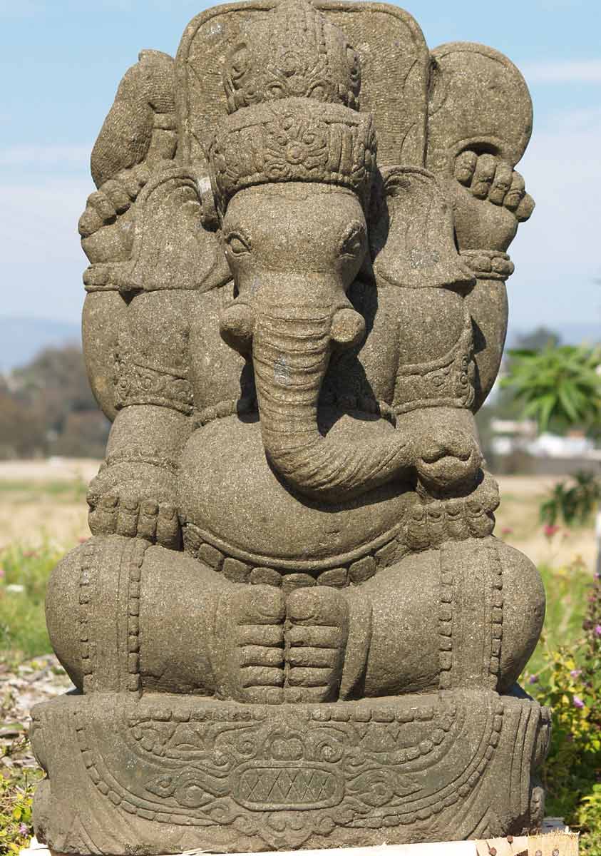 Green Stone Ganesha Garden Statue 40"